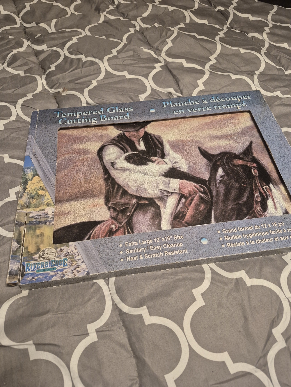 NEW in Box Western Tempered Glass Cowboy Cutting Board